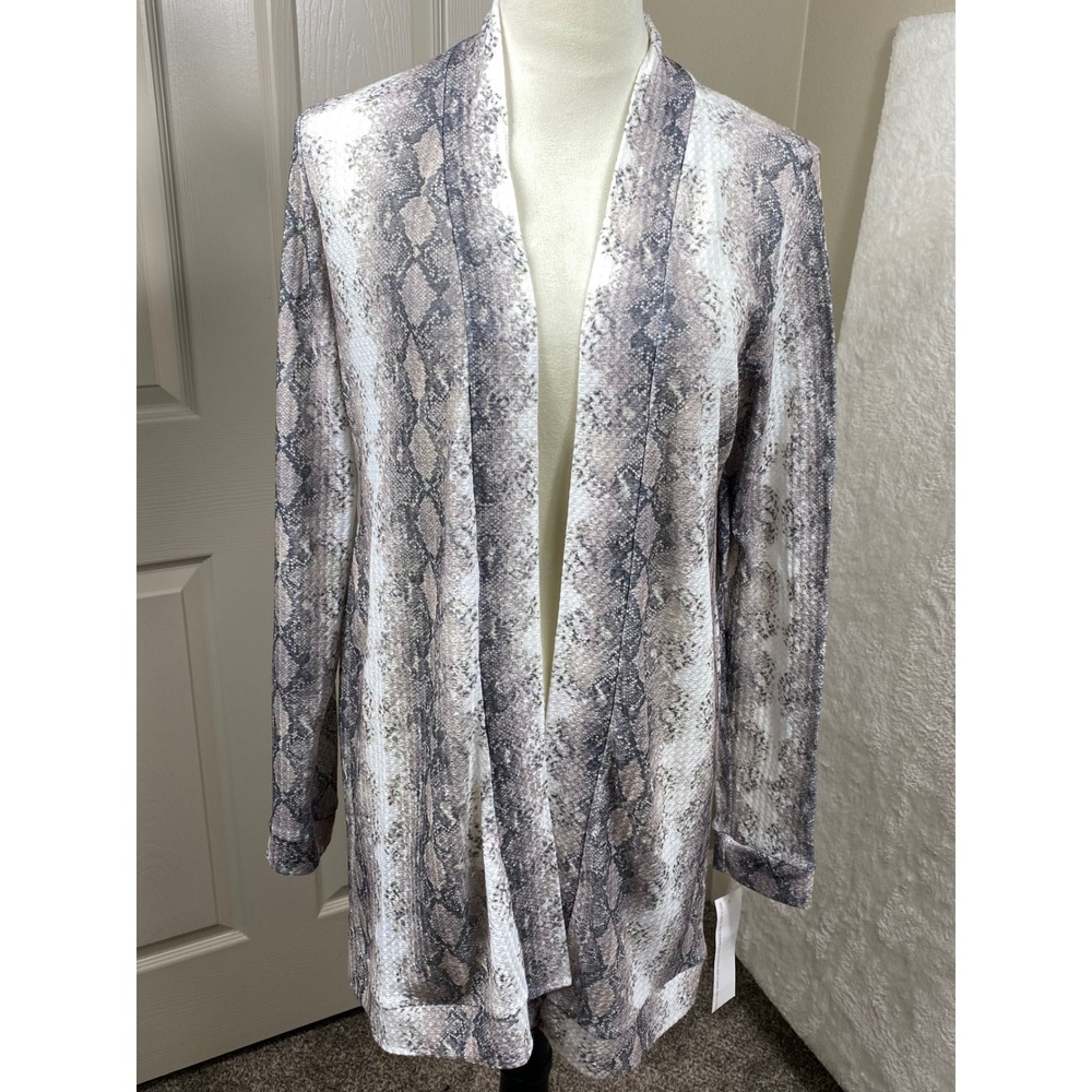 Jody California Snakeskin Print‎ Open Front Cardigan Duster Made in USA Size M